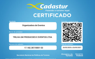 Trilha Um renova Certificado Cadastur pelo Ministério do Turismo